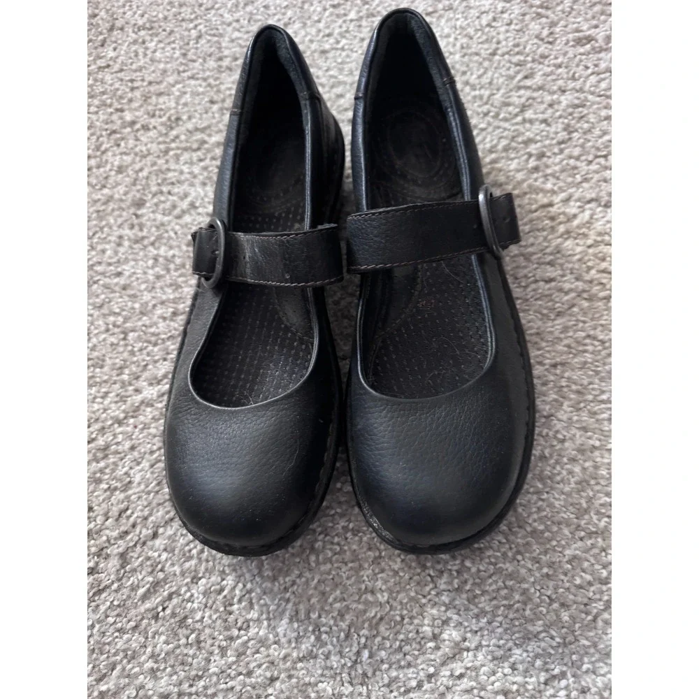 Born Women Black Leather Mary Jane Shoes Size 8 Strap Buckle Comfort - Picture 1 of 5